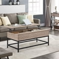 thumbnail image 2 of Modern Metal Wood Lift-Top Coffee Table Sofa Laptop Desk in Grey Wood Finish, 2 of 4