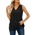 thumbnail image 3 of Tank Top for Women Casual V Neck Sleeveless Plain Tops Summer Pleated Blouses Tee Shirts Loose Fit Blouse, 3 of 4