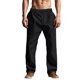 thumbnail image 4 of Pantalones largos de lino para hombre, de color liso, para primavera y verano, estilo fino, de imitación de lino, informales, rectos, con cordón ajustable, de color liso, 4 of 9