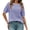 Purple, variant on Spring Autumn Womens Puff Short Sleeve Sweater Tops Color Block Ribbed Knit Crew Neck Going Out Shirts