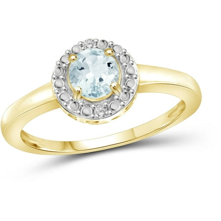 JewelersClub 0.45 Carat T.G.W. Aquamarine Gemstone and White Diamond Accent Gold over Sterling Silver Ring