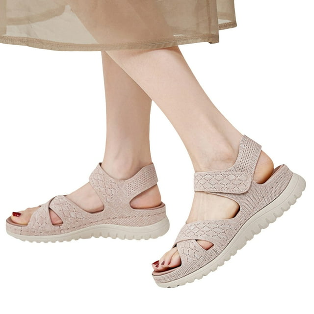 IUJSOY Walking Sandals for Women Lightweight Mesh Open Toe Comfort Footbed Platform Beach Shoes
