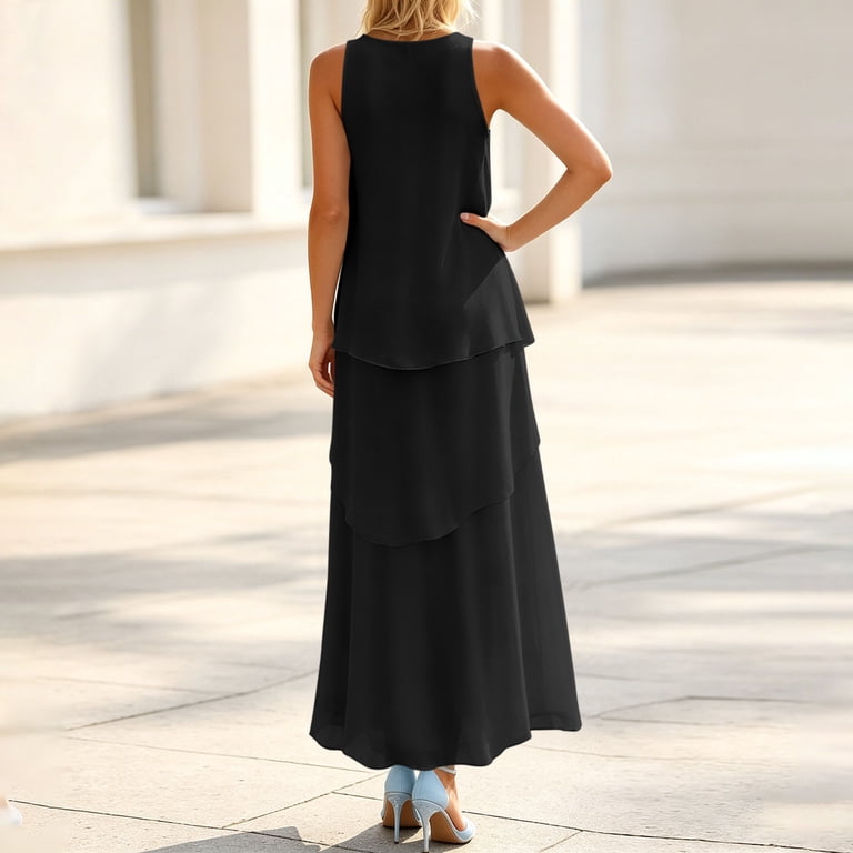 Miluxas Women's Layered Tiered Chiffon Maxi Dress Sleeveless Scoop Neck Loose Casual Long Dress Beach Vacation Flowy Swing Summer Sundress Green Miluxas Women's Layered Tiered Chiffon Maxi Dress Sleeveless Scoop Neck Loose Casual Long Dress Beach Vacation Flowy Swing Summer Sundress Green