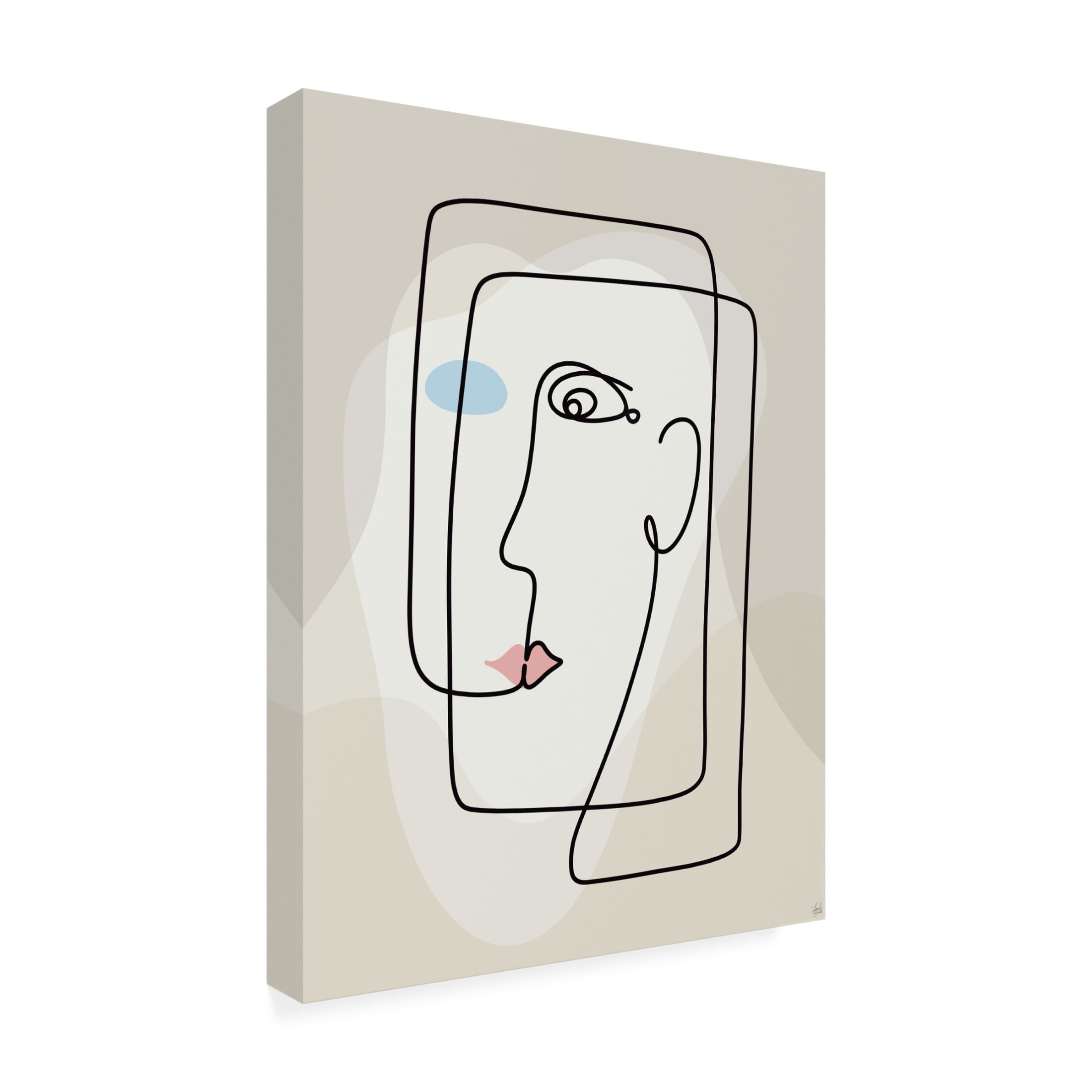 Canvas Wall Art - Line and Brush 'Line And Face 1' Wall Art for Living Room, Bedroom, or Office Décor by Trademark Fine Art - 18 x 24 Inches