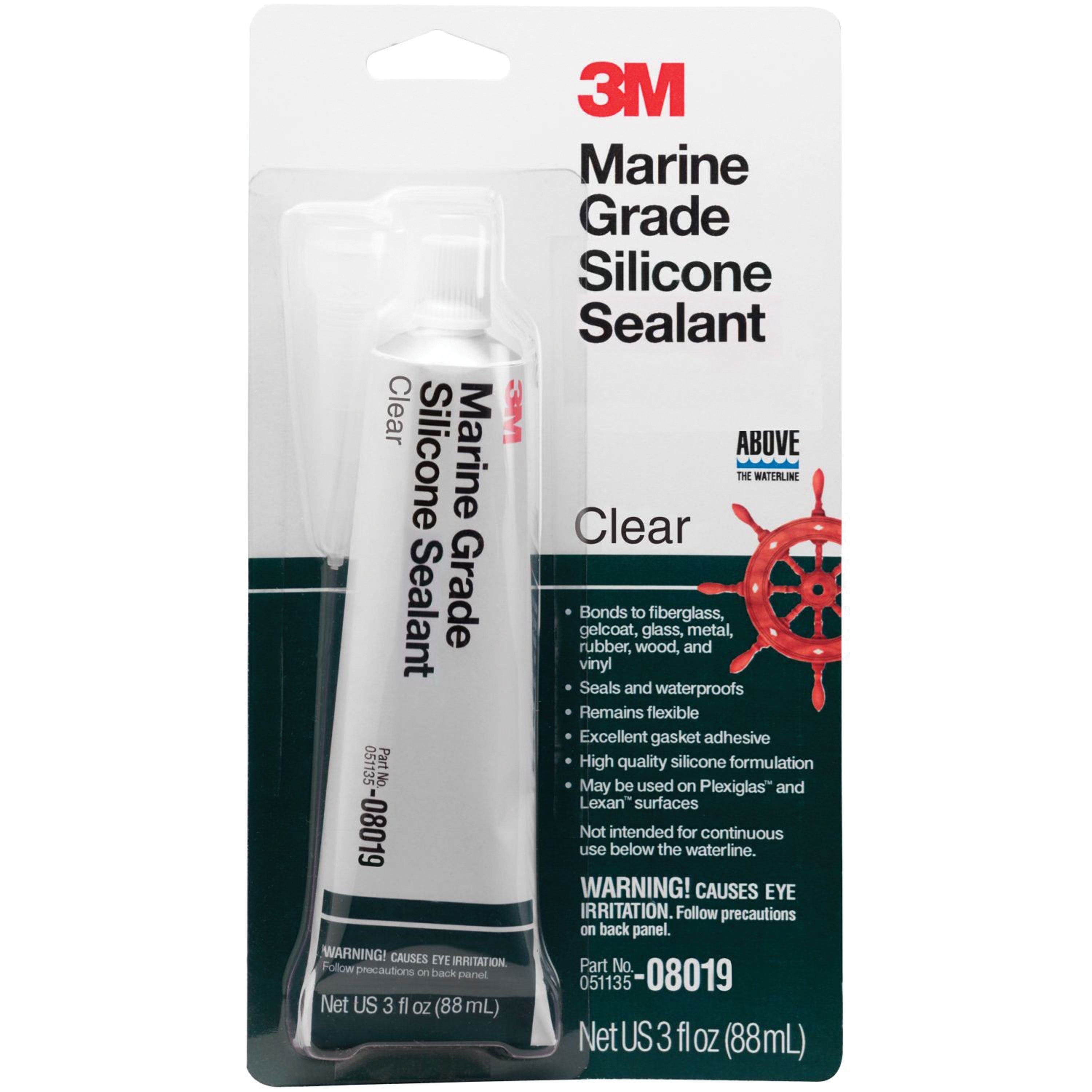 3M 08019 Marine Grade Silicone Sealant Clear, 3 oz.