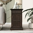 thumbnail image 2 of Vintage End Table Nightstand with USB Ports & Cup Holders, Classic Side Table Coffee Desk Storage Cabinet with Hidden Pull-out Tray for Living Room, 14.00"Lx24.30"Wx23.00''H, Antique Espresso, 2 of 7