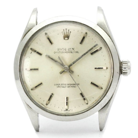 Pre-Owned ROLEX Oyster Perpetual 1002 Steel Automatic Mens Watch Head Only Vintage