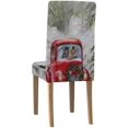 thumbnail image 4 of KXMDXA Christmas Cat Lovers Red Car Romance Feline Kittens Stretch Chair Cover Protector Seat Slipcover for Dining Room Hotel Wedding Party Set of 6, 4 of 6