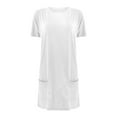 thumbnail image 4 of tarylea Plus Size Tops for Women Crew Neck Short Sleeve Tunic Solid Color Loose Dressy Long Shirts with Pockets Casual Summer Tops, 4 of 5