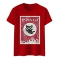 thumbnail image 4 of Womens Anime Cat Ramen Graphic T-Shirts Japanese Funny Graphic Short Sleeve Tees Kawaii Cat Anime Gifts Tops, 4 of 5
