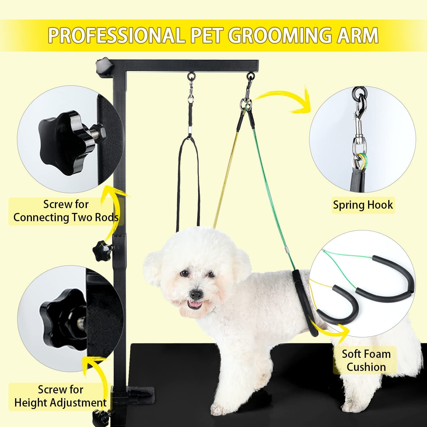 ZeenArt Foldable Dog Grooming Arm 35 Adjustable Pet Trimming Arm with Clamp for Small Medium Dogs at Home Walmart