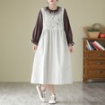 thumbnail image 5 of Conjunto de dos piezas de camisa y falda de manga larga de algodón y lino versátil con vestido de chaleco con bordado artístico pesado retro de otoño, 5 of 5