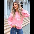 thumbnail image 4 of Suéter de Mujer Otoño 2025 - Jersey de Larga con Cuello Redondo, Jersey de Punto Oversize, Jersey Informal con Estampado Rosa L, 4 of 10