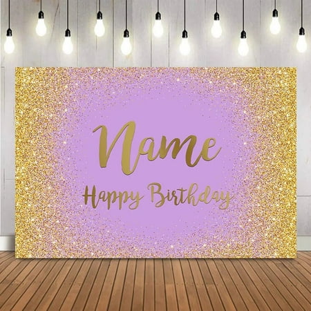 Image of Light Purple Birthday Backdrop Gold Glitter Dots Background for Adult Women Theme Party Decoration Customize Supplies Banner