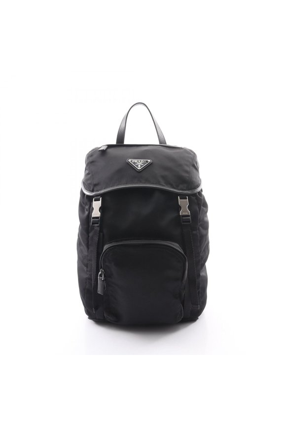 Pre-Owned Prada Triangle Logo Backpack/Handbag, Nylon & Saffiano Leather, Men's Women's, Black