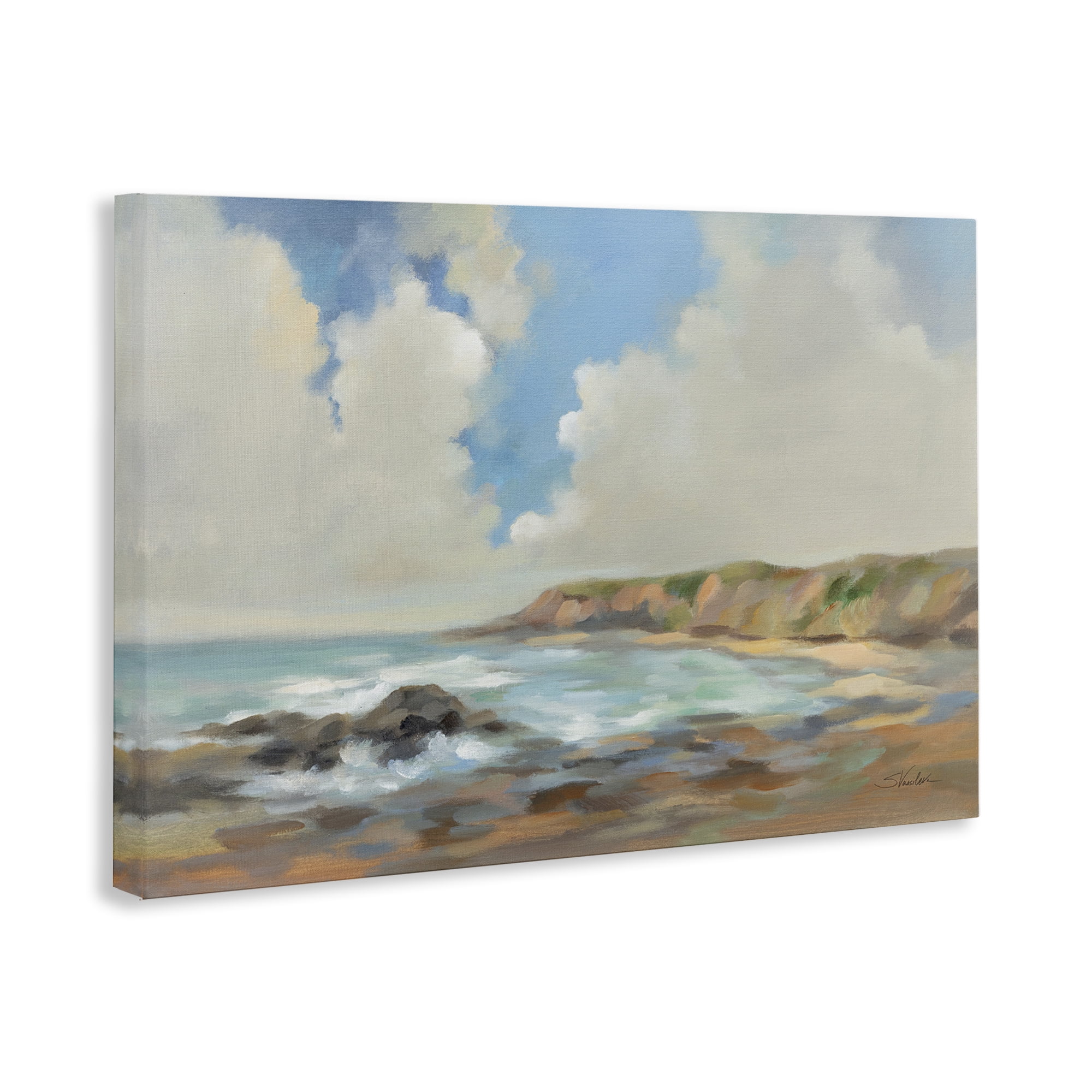 Stupell Industries California Coast Cliffs Landscape Painting Gallery Wrapped Canvas Art Print Wall Art, 24 x 16