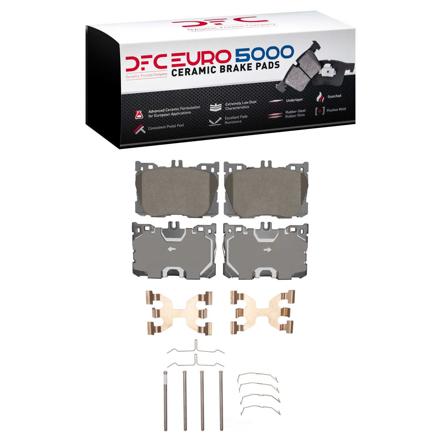Dynamic Friction Company 1600-1871-01 DFC EURO 5000 Ceramic Brake Pads and Hardware Kit