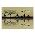 thumbnail image 1 of Mountain Cutting Board, Silhouette of Strokes and a Family with Bicycles near a Lakeside, Decorative Tempered Glass Cutting and Serving Board, Small Size, Earth Yellow Black Brown, by Ambesonne, 1 of 1