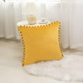 thumbnail image 2 of Elegant Comfort Pom-Poms Fringe Velvet Cushion Covers, Set of 2, Soft Decorative Square Throw Pillow Covers for Couch or Bed, Livingroom 18 x 18 Inch (45 x 45 cm), Gold/Camel, 2 of 5