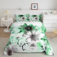 thumbnail image 2 of Chic Floral Full Size Comforter Set Women Daisy Flower Bedding Set, Green Ombre Down Comforter Gradient Oil Painting Bed Set, Vintage Watercolor Quilted Duvet, 2 of 6