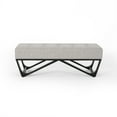 thumbnail image 2 of Modern Faux Wood Ottoman Bench, Light Grey Fabric, Chic Button Tufted Design, Versatile Storage and Seating, 2 of 11