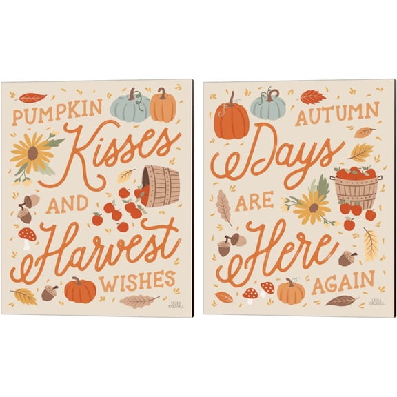 Great Art Now Harvest Wishes B by Laura Marshall 2 Piece Canvas Art Set Each 12"W x 15"H