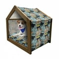 thumbnail image 1 of Paisley Pet House, Unusual Oriental Leaf Floral Like Motifs with Peacocks on Image Print, Outdoor & Indoor Portable Dog Kennel with Pillow and Cover, 5 Sizes, Blue and Orange, by Ambesonne, 1 of 5