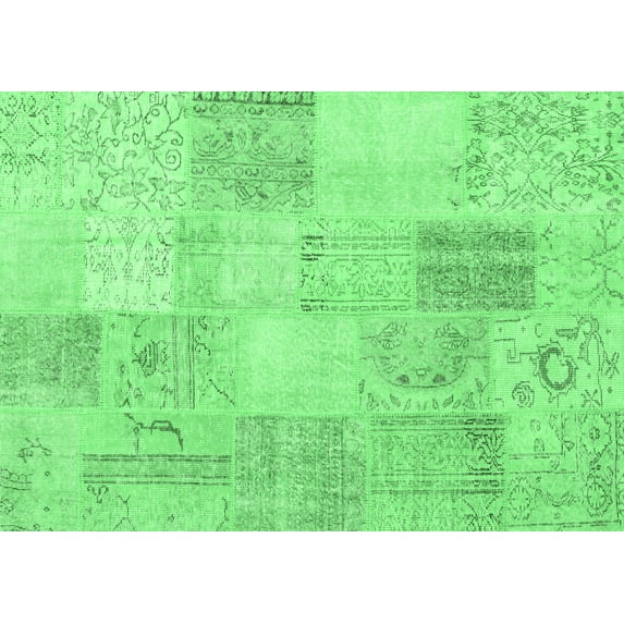 Ahgly Company Indoor Rectangle Patchwork Emerald Green Transitional Area Rugs, 2' x 3'