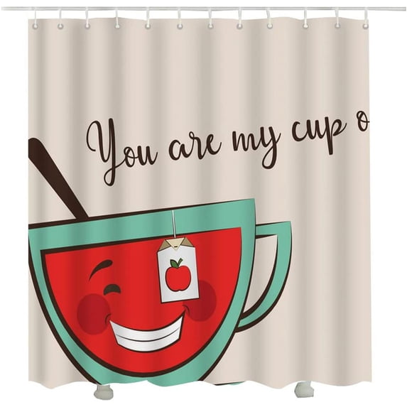 Cute Unicorn Shower Curtain Cartoon Animal Wearing Headphones Love Music Quote Fabric Curtain Shower Bathroom Decor Set with Hooks 60"x72"