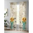 thumbnail image 4 of Sheer Curtains 2 Panels Set, You Are My Sunshine Sunflower Bee Vase Vintage Old Newspaper Window Sheer Curtains for Living Room/Bedroom, Light Filtering Rod Pocket Voile Drapes, 52" W x 84" L, 4 of 7
