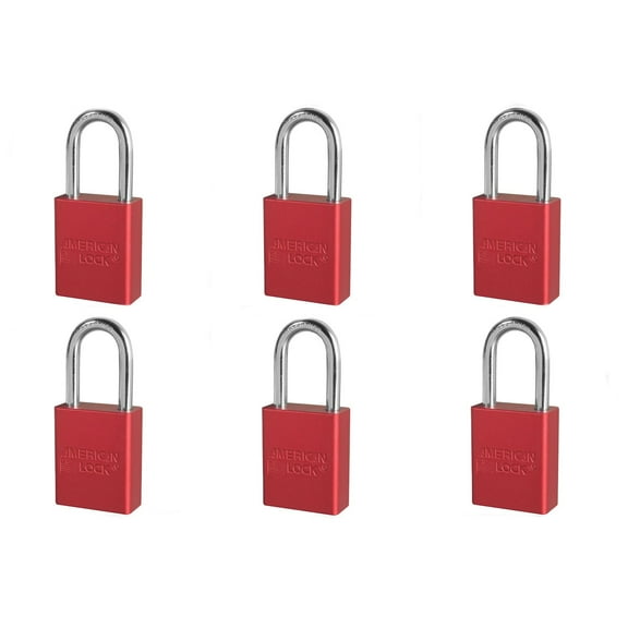 6 Pack American Lock A1106RED KD Padlock With 1 1/2" Solid Aluminum Body 1 1/2" Shackle