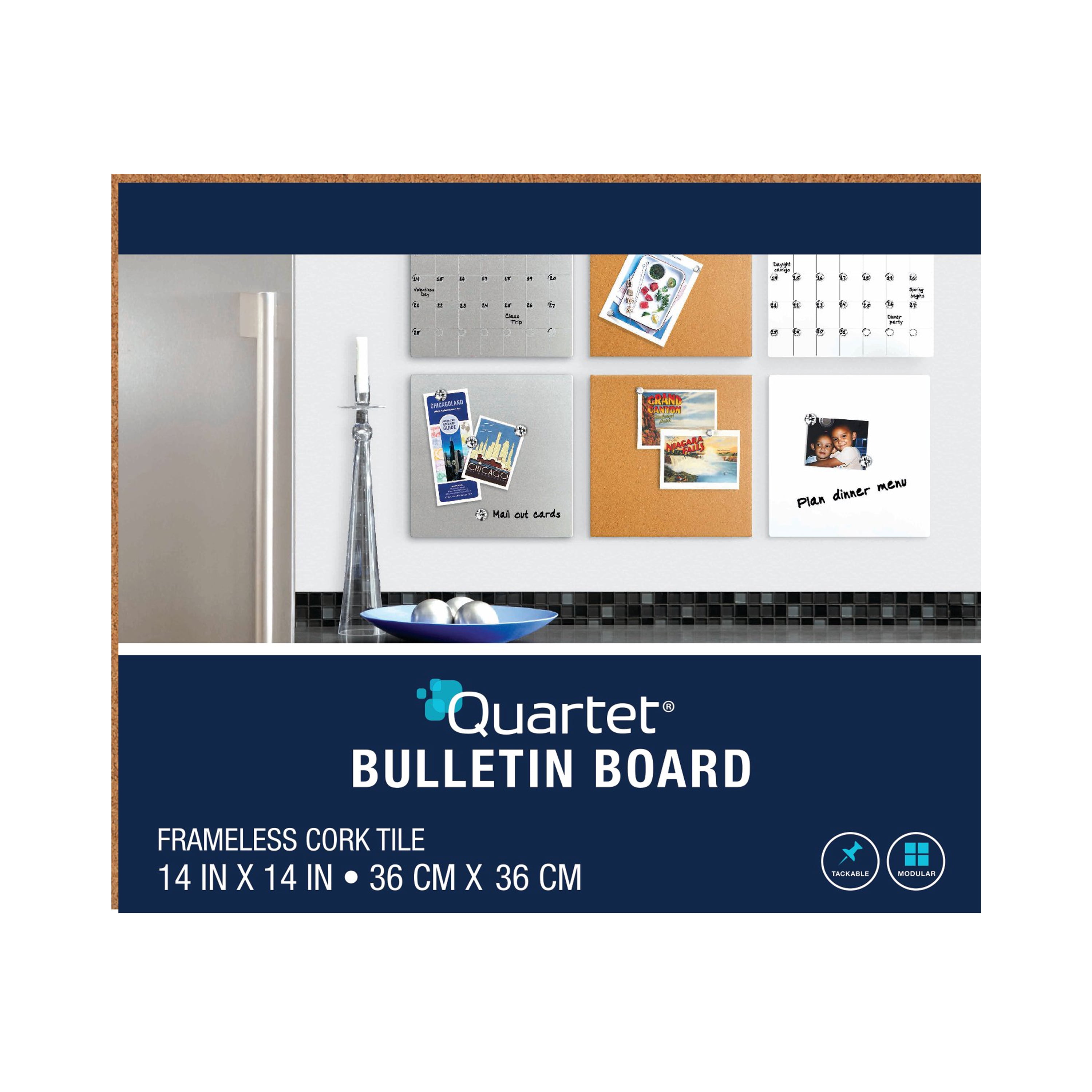 (2 pack) Quartet Cork Bulletin Board Tile, 14" x 14", Frameless (48112)