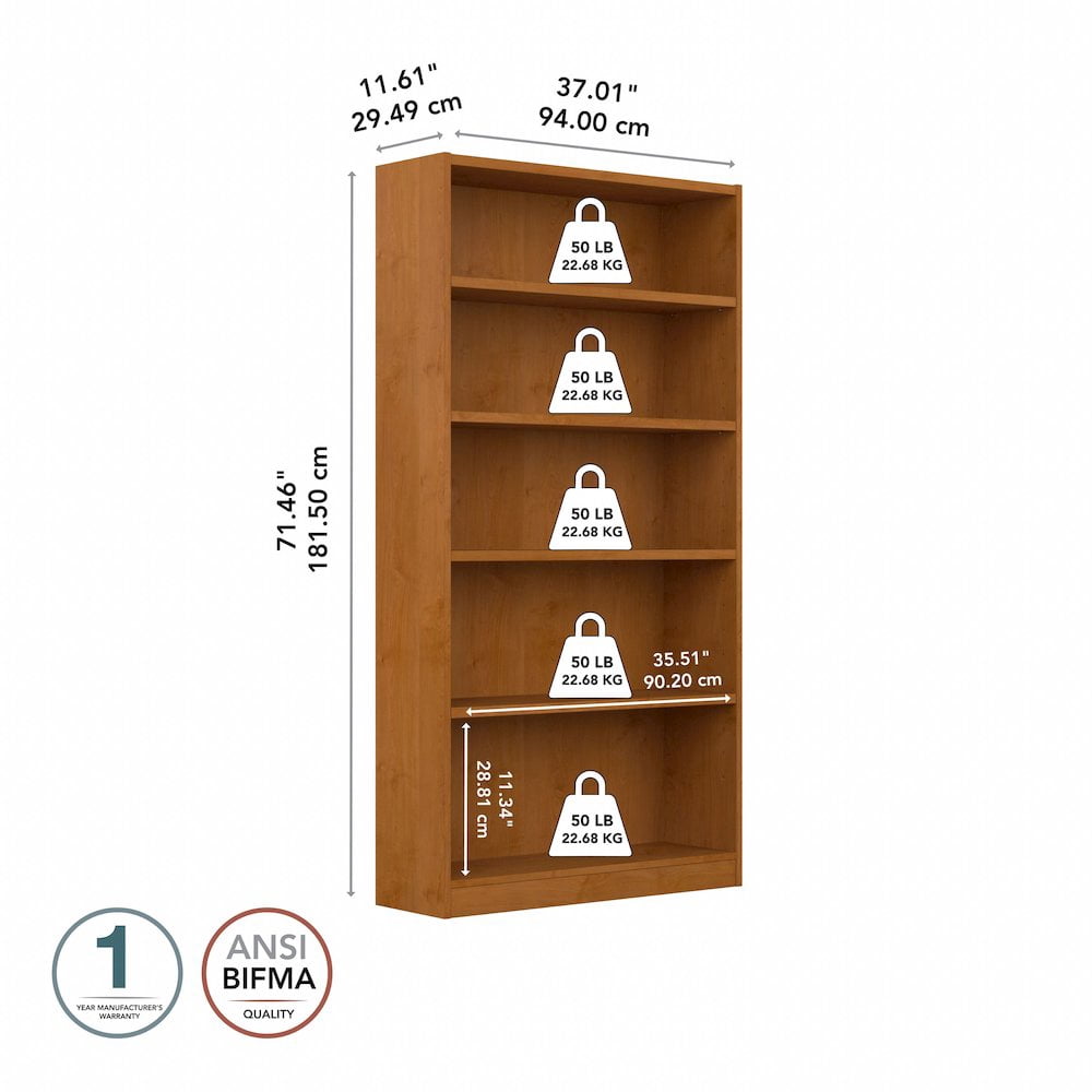 Bush Home Universal Tall 5 Shelf Bookcase