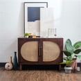 thumbnail image 2 of Linon Keyla Wood Cane Console with Storage in Brown, 2 of 19