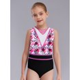 thumbnail image 6 of iiniim Kids Girls Patchwork Printed Dance Leotard Figure Skating Performance Costume Shiny Rhinestone Bodysuit Plaid 8, 6 of 7