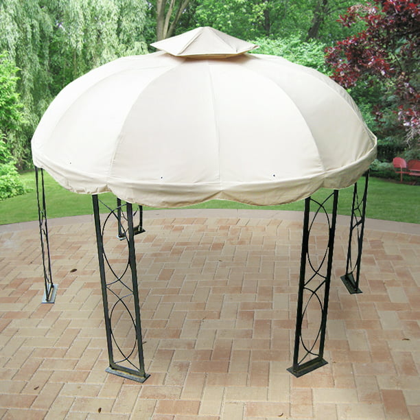 Garden Winds Replacement Canopy Top And, Round Metal Gazebo With Curtains