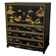 Oriental Furniture Black Lacquer Dresser, 42.00"W x 18.00"D x 48.00"H, decorative item, oriental design, any occasion, any room, hand crafted