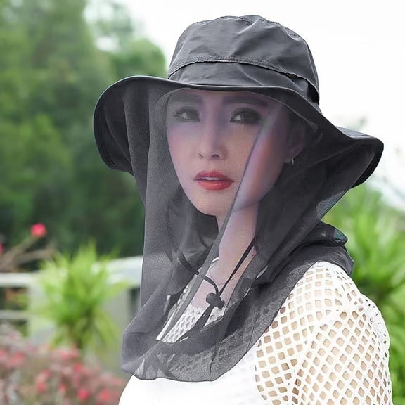 ZenCart Mosquito Head Net Hat Sun Protection Bucket Hat with Hidden Net Mesh Foldable Fly Protection Netting Hat for Outdoor Fishing Hiking