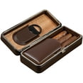 thumbnail image 4 of 3 Cigar Folding Leather Travel Case w/ Cutter - Brown, 4 of 7
