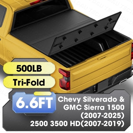 6.6FT Hard Tri-Fold Tonneau Cover Truck Bed for 07-25 Silverado/Sierra 1500
