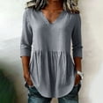 thumbnail image 4 of Tbopshirt Womens Blouses Summer Tops for Women Stripe Round Neck Three Quarter Sleeve 3/4 Sleeve T-shirt Loose,Black, 4 of 7