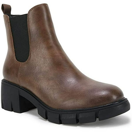 

YOTAMI Womens Shoes Large Size Thick-soled Thick-heeled Sleeve Round Toe Short Boots Boots Home Brown 7