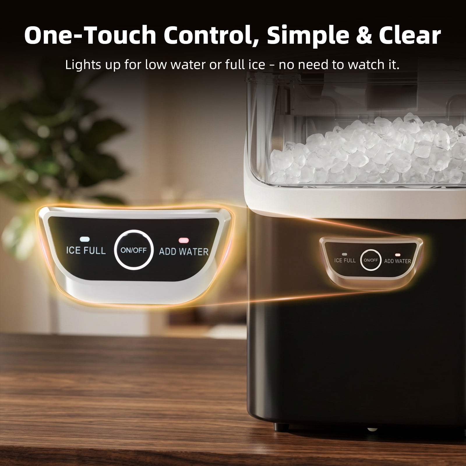 FREE VILLAGE Nugget Ice Maker Countertop,Portable Ice Machine with Carry Handle,Chewing Ice 35 lbs Per Day,Fast Making in 6 Mins,Auto-Cleaning,with Basket and Scoop,for Home,Kitchen,Camping,RV-Black