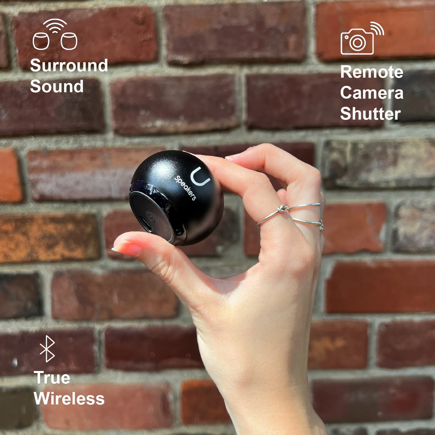Fashionit U Speakers Mini Portable Wireless Bluetooth Speaker with a Magnetic Base, Mic & Selfie Remote Control – Ideal for Active Lifestyle, Travel, Home, & Office – Black