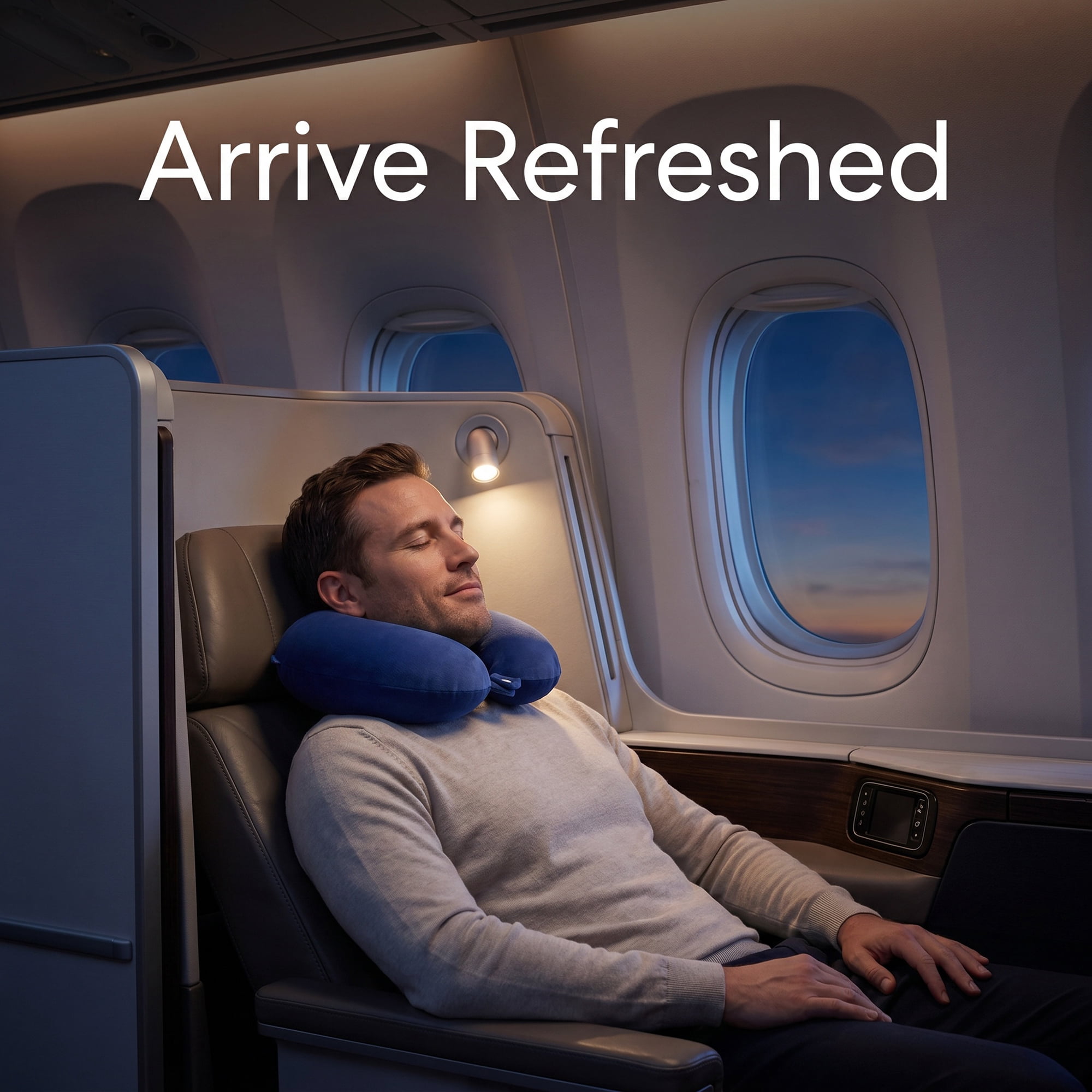 Unique Bargains Memory Foam Travel U Shape Neck Pillow Snap Closure Dark blue 12"x12"x4"