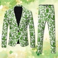 thumbnail image 2 of Men's St. Patrick's Day Printed Lapel Button Suit with Pants, Jacket & Tie - Shamrock Green Party, 2 of 5