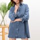 thumbnail image 4 of Vestido clásico con cuello de solapa y manga acampanada para mujer corto vaquero, 4 of 9