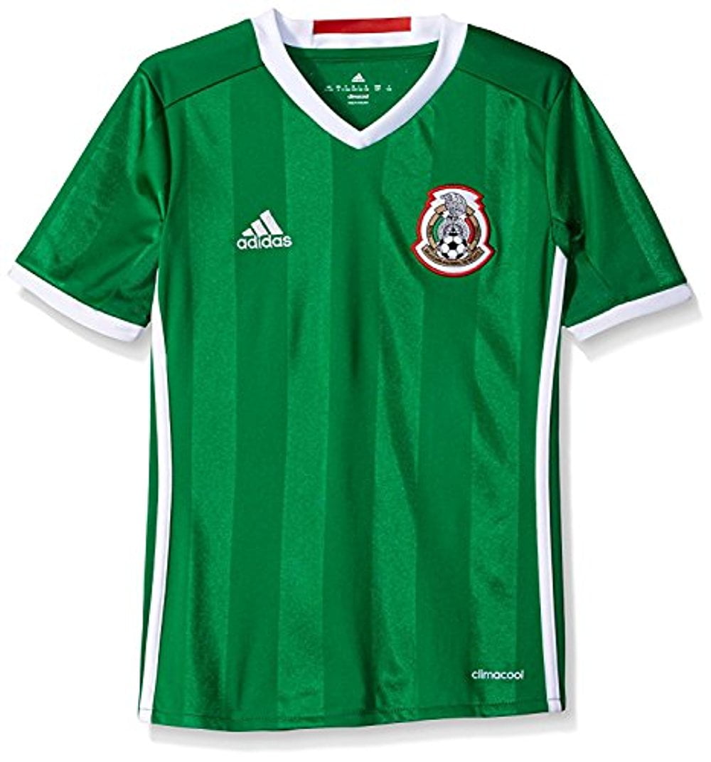 Adidas Soccer Youth Mexico jersey, XSmall, Green/Poppy
