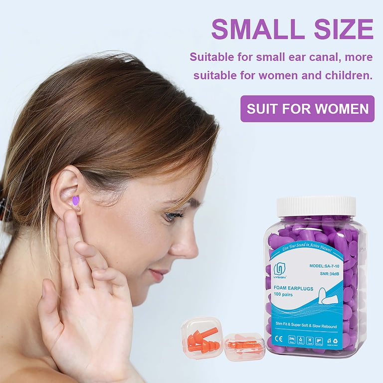 LYSIAN Slim Foam Earplugs, 100 Pairs, Purple photo 2