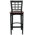 thumbnail image 6 of Emma + Oliver Black Metal Window Back Barstool, Mahogany Wood Seat, 6 of 7